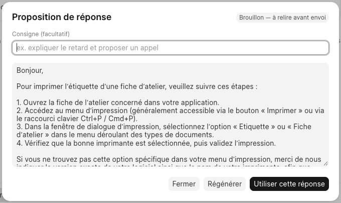 La proposition de réponse de NORA
