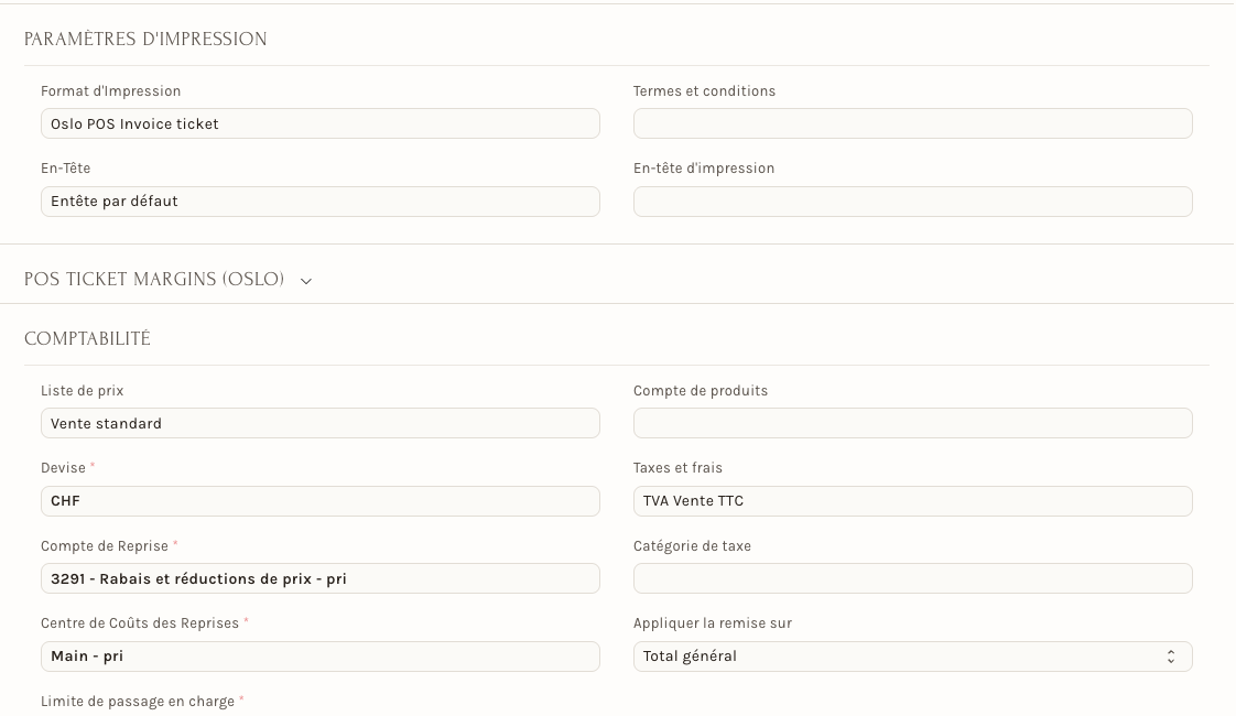 L'impression et la comptabilité du profil