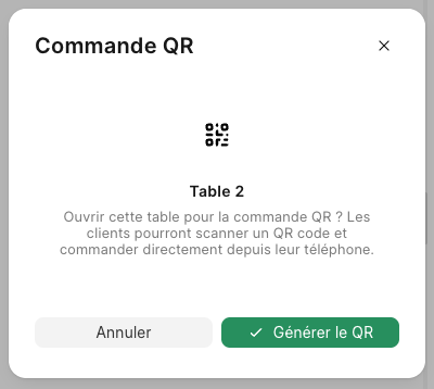 La fenêtre Commande QR