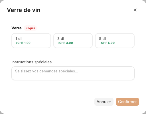 Les options d'un article