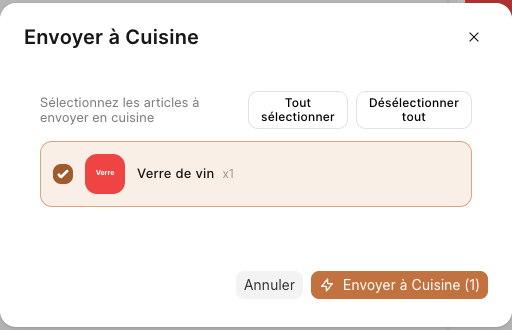 La fenêtre Envoyer à Cuisine