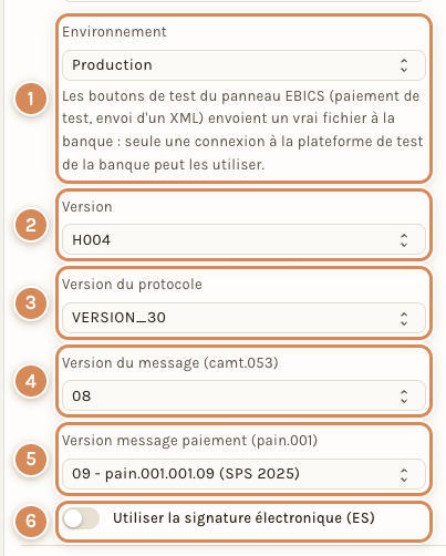 Les réglages d'une connexion : environnement, versions, signature électronique