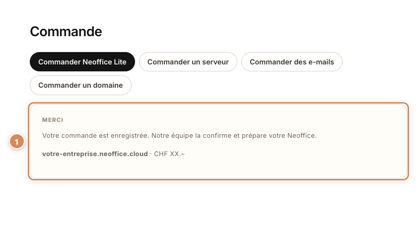 La commande Neoffice Lite est enregistrée