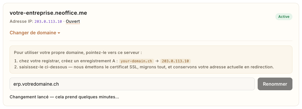 Le changement est lancé
