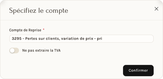 La fenêtre Spécifiez le compte