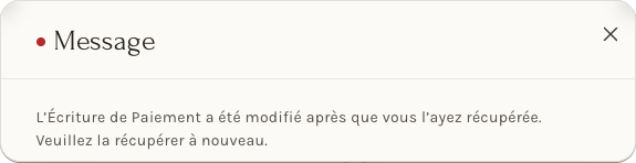 Le message de modification après récupération