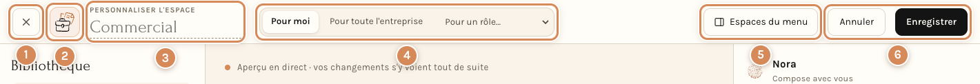 L'en-tête de l'atelier, avec ses six repères