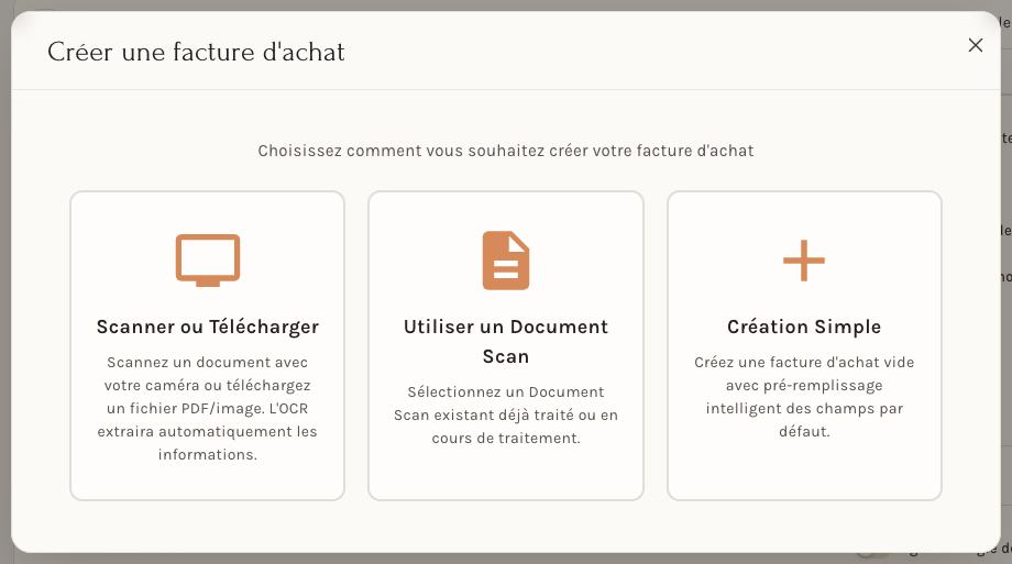 Les trois façons de créer une facture d'achat