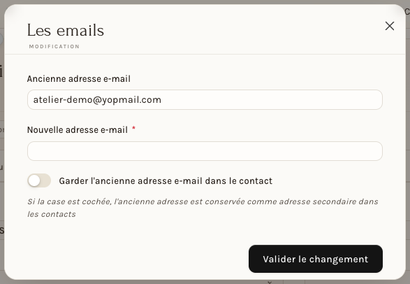 La fenêtre « Les emails »