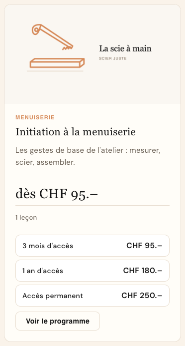La carte du cours sur la page Nos formations