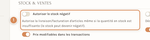 Le réglage Autoriser le stock négatif dans la Configuration de la société