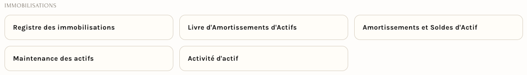Les rapports du groupe Immobilisations
