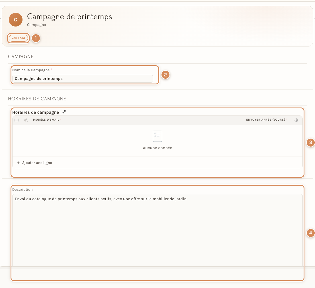 La fiche d'une campagne