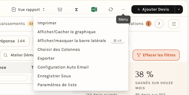 Le menu des trois points