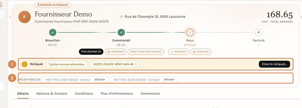 La commande attend de nouveau la pièce retournée