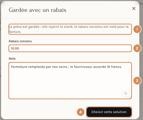 Garder une pièce avec un rabais