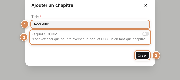 La fenêtre Ajouter un chapitre