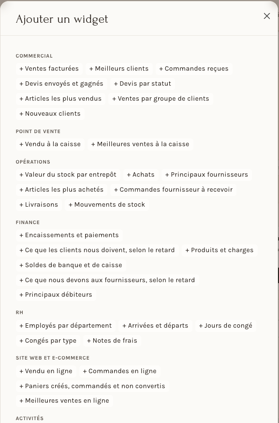 La bibliothèque de widgets