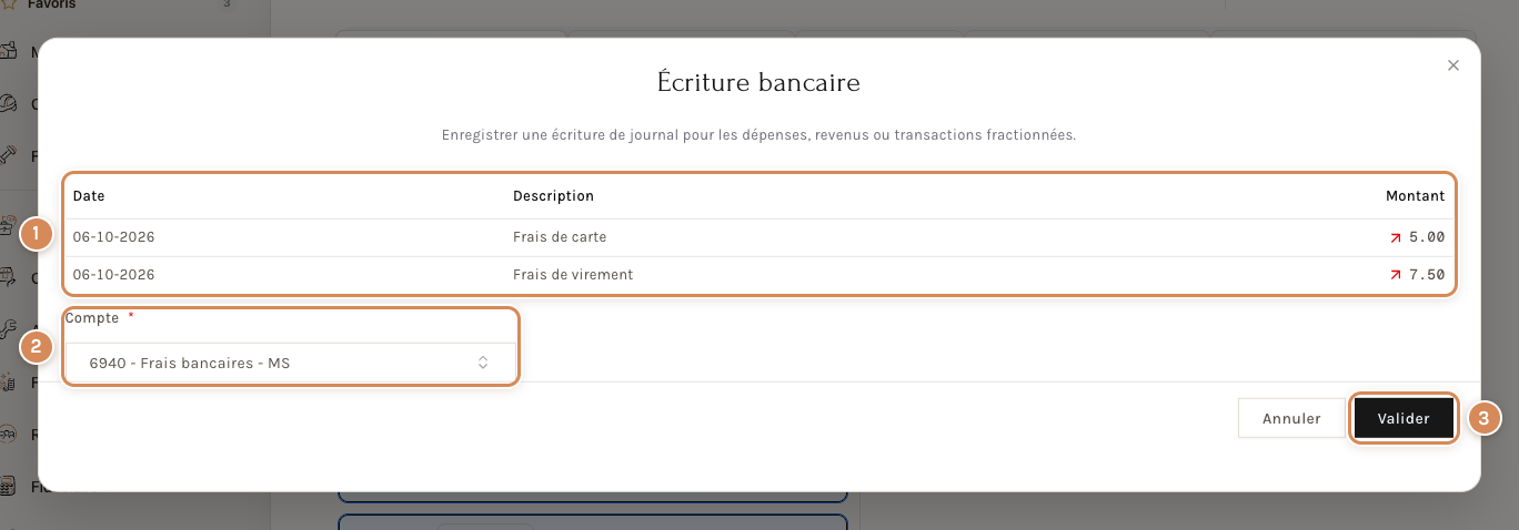 La fenêtre de l'écriture bancaire en lot