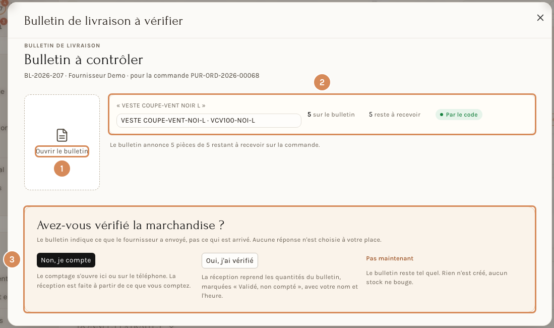 La vérification du bulletin et la question posée