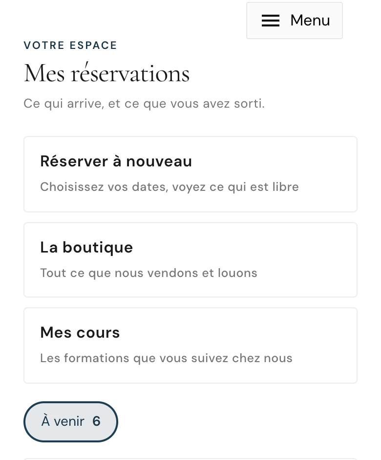 Mes réservations sur un téléphone