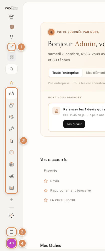 Le menu réduit à ses icônes