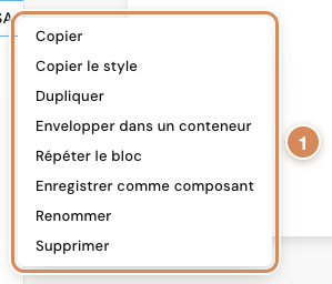 Le menu du clic droit sur un bloc, dans Calques