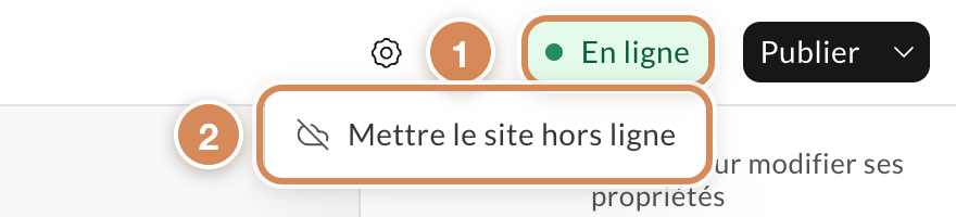 Le badge En ligne de l'éditeur et son menu