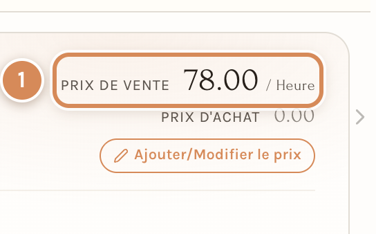 L'en-tête de la fiche une fois le prix remis en heures