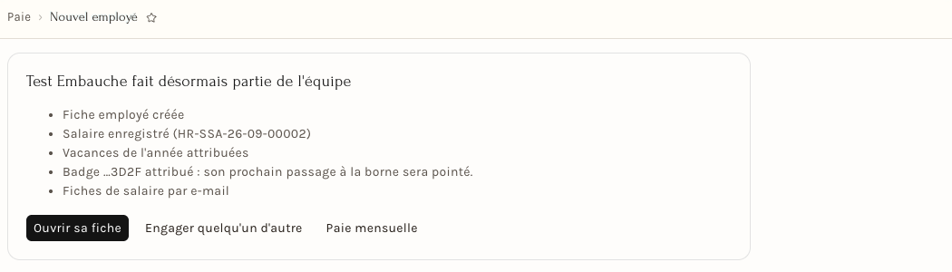 L'employé est engagé