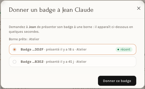 Donner un badge