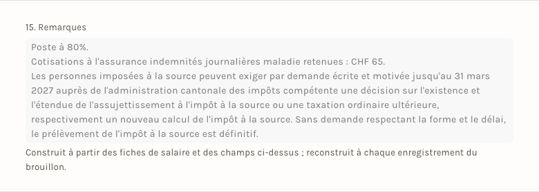 Les remarques du chiffre 15