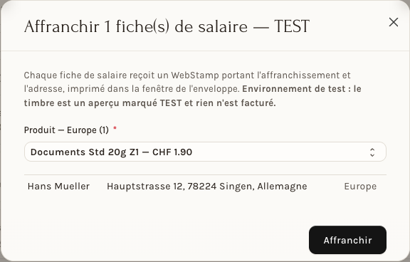 Affranchir pour la poste : le produit et son prix par zone